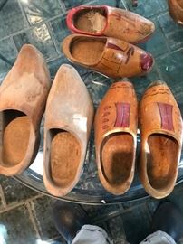 Collection of vintage wooden shoes