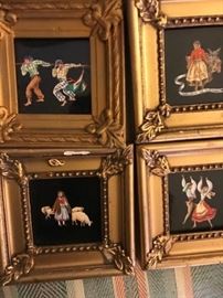 Set of 4 Spanish framed tiles