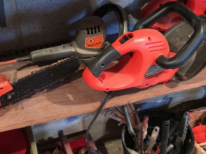 Chain saw in basement