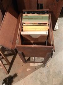 Interior of vintage filing cabinet