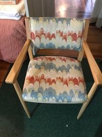 Flame stitch fabric on a mid century armchair