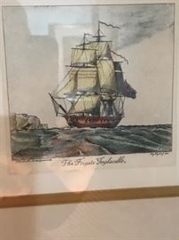 Small framed nautical engraving