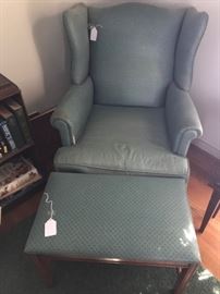 Armchair with matching fabric bench/ottoman