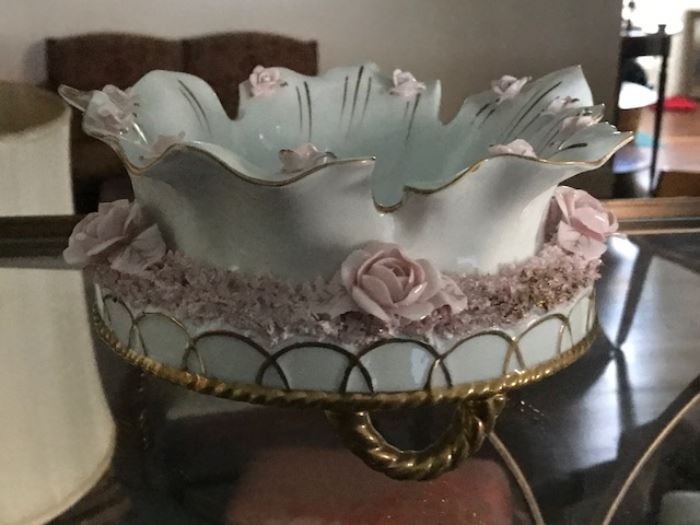 Delicate french porcelain with brass base