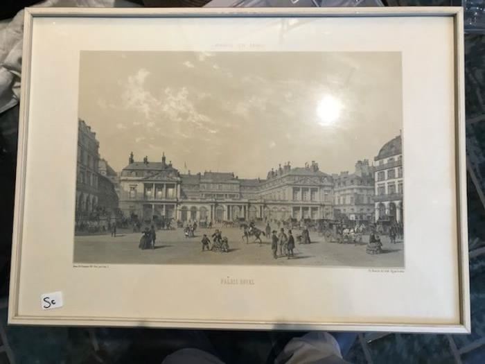 Antique engraving, Palais Royale in Paris