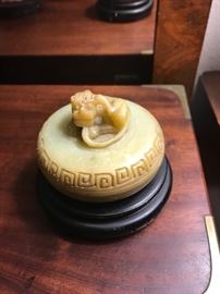 Carved oriental alabaster box