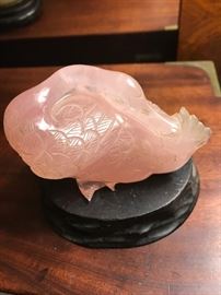 Carved rose quartz? duck
