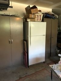 metal storage cabinets SOLD  good working fridge