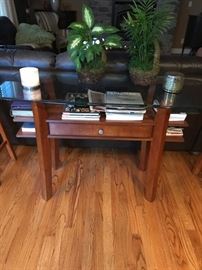 glass top console table