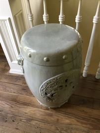 Garden seat grey glazed pottery