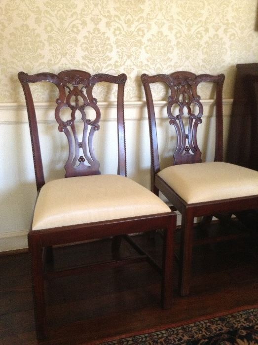 SET OF 6 CHIPPENDALE STYLE BAKER DINING CHAIRS
