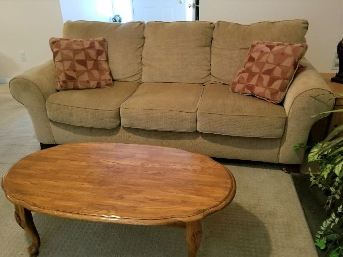 Very Nice Full Size Couch and Oval Coffee Table