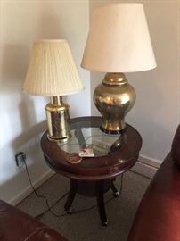 Brass Lamps and Occasional Tables