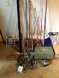Tons of Fishing Poles and Reels , Boxes and Tackle 
