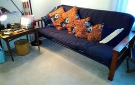 Futon w/ Pine Sides, Mid- Century Table (corners rough)