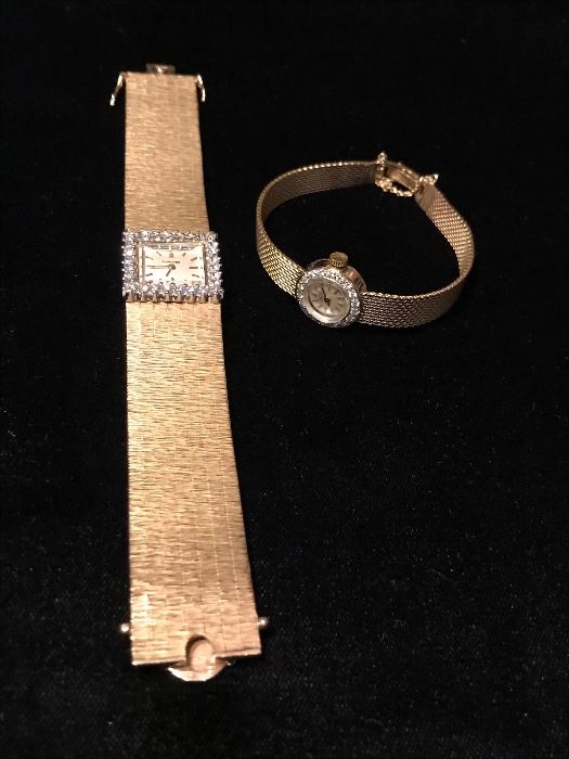 14 karat gold ladies watches with diamonds by Concord.