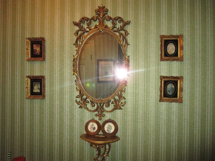 Vintage small pictures, Mirror w/shelf