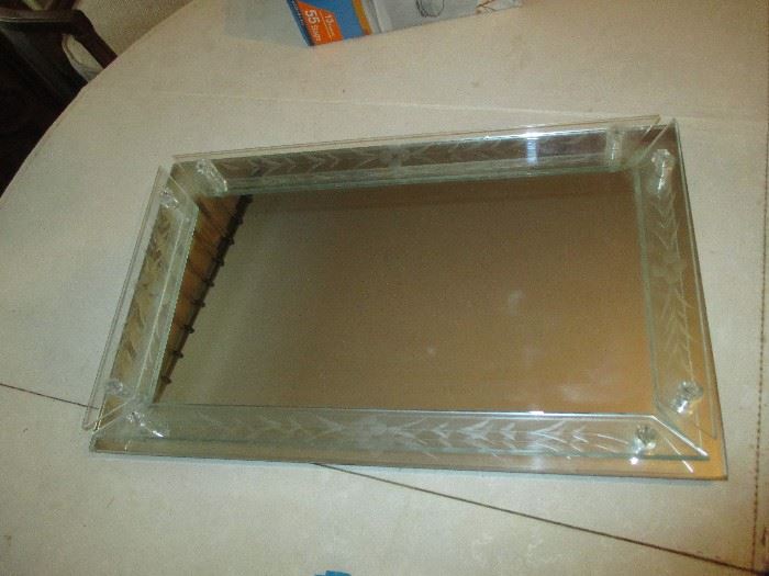 Mirrored Glass Dresser Tray