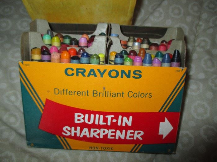 Vintage Crayons w/sharpener on box