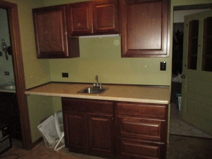New small kitchen cabinets, sink, countertop