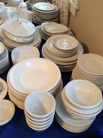 Beautiful white stone ware, restaurant ware and china