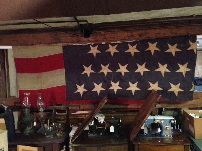 Amazing 20'X10" 45 Star American Flag. last one made in 1896.  Shown folded in half.  Has braid roping.Please do not take down unless serious buyer.  Ask for help.