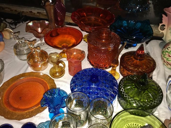 Vintage colored glassware