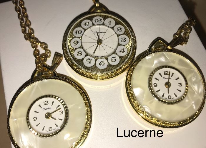 Lucerne “pocket watch” necklaces 