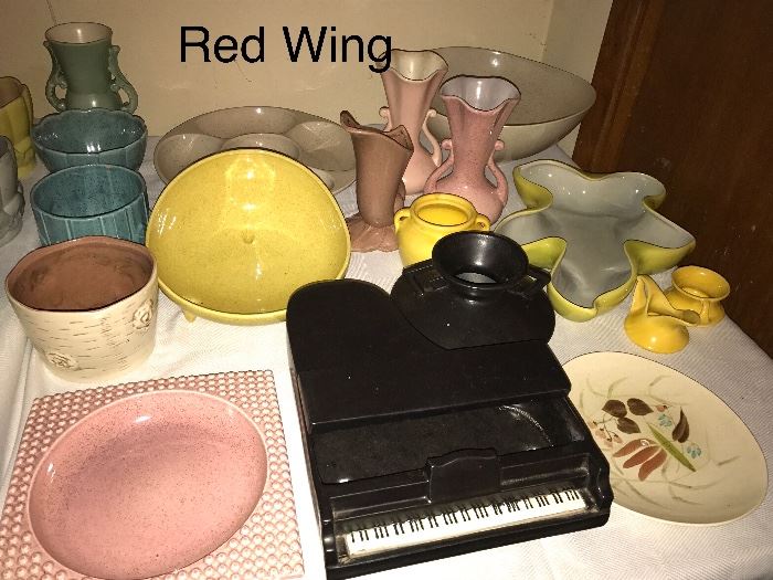 Many beautiful pieces of Red Wing pottery
