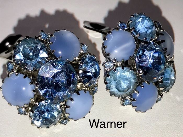 Pair of Warner vintage costume jewelry clip earring