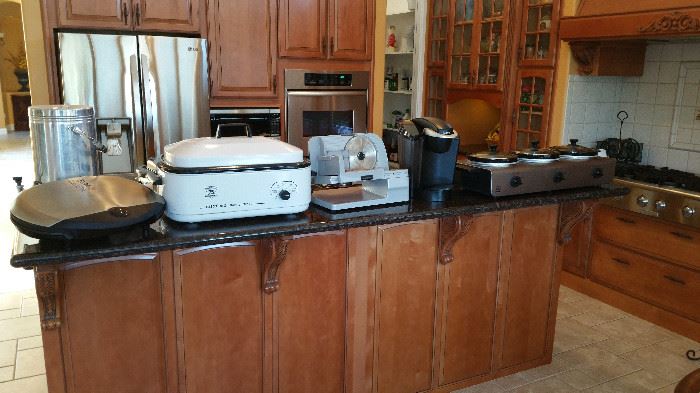 A large selection of kitchen appliances