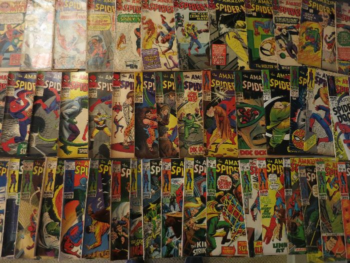 Vintage Spiderman Comics, Starting With #7, a few in the teens and 20s, more in the 40s-90s