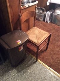 Trashcan and chair