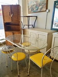 Vintage Glass Top Patio Table and Chairs