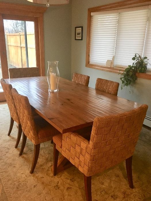Ethan Allen Farmhouse table & woven chairs 