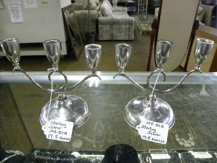 Sterling Silver Candle Sticks 17.5oz Each