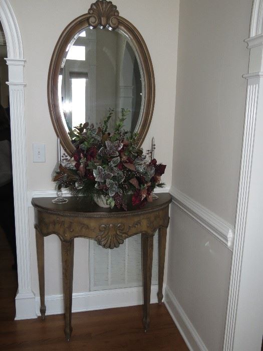FOYER TABLE AND MIRROR $135.