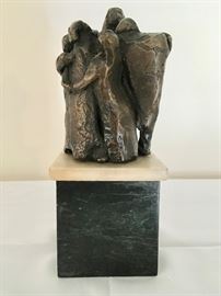 Bronze Sculpture by Helen B Landgarten (1921-2011) on marble & alabaster base