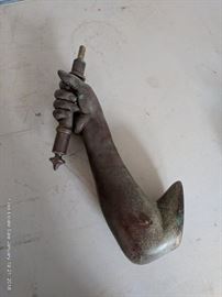 Heavy bronze arm sconce ready to mount in your castle