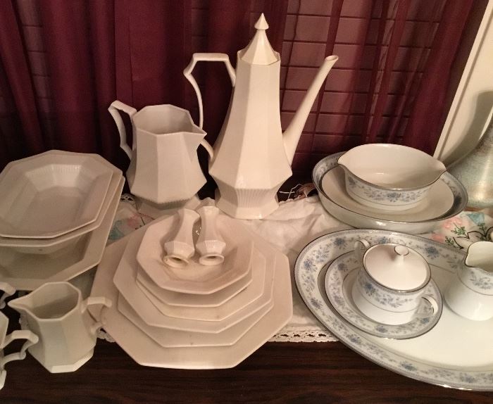 Independence Iron Stone (82 pieces).                     Noritake Blue Hill 