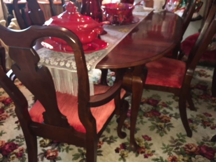 Cresent - solid cherry wood- dining room table with 6 matching chairs 