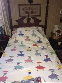 Cherry - Davis cabinet company - Lillian Russell - Twin bed . Hand made quilt .