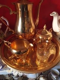 gold plated tea set