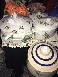 #2 crock and assortment of cook ware