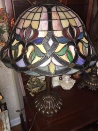 one of a pair of matching tiffany style lamps