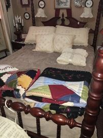 Cherry - Davis cabinet company - Lillian Russell bed - full size . hand made quilts - and many hand made stiched pillows and other items