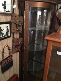oak corner display cabinet