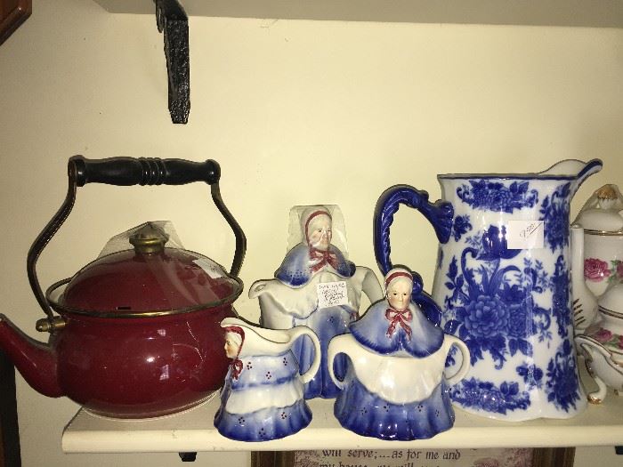 tea pot, transfer ware, and others