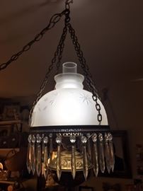 beautiful hanging oil-lamp  /converted to electric 