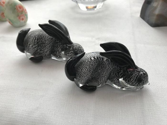 Murano glass rabbits